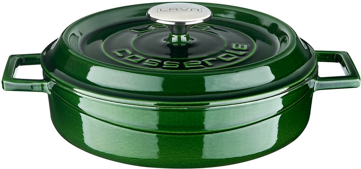 LAVA Geëmailleerde Gietijzeren Braadpan met Deksel - Ø 24 cm - 2,47 L - Geschikt voor Inductie en Oven