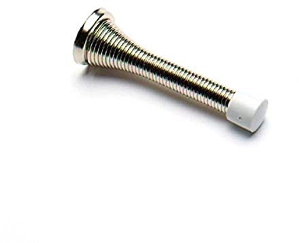 Deurstopper Buffer - Veer Stopper - Bescherming Deuren - Nikkel Finish - 75 mm - Wit