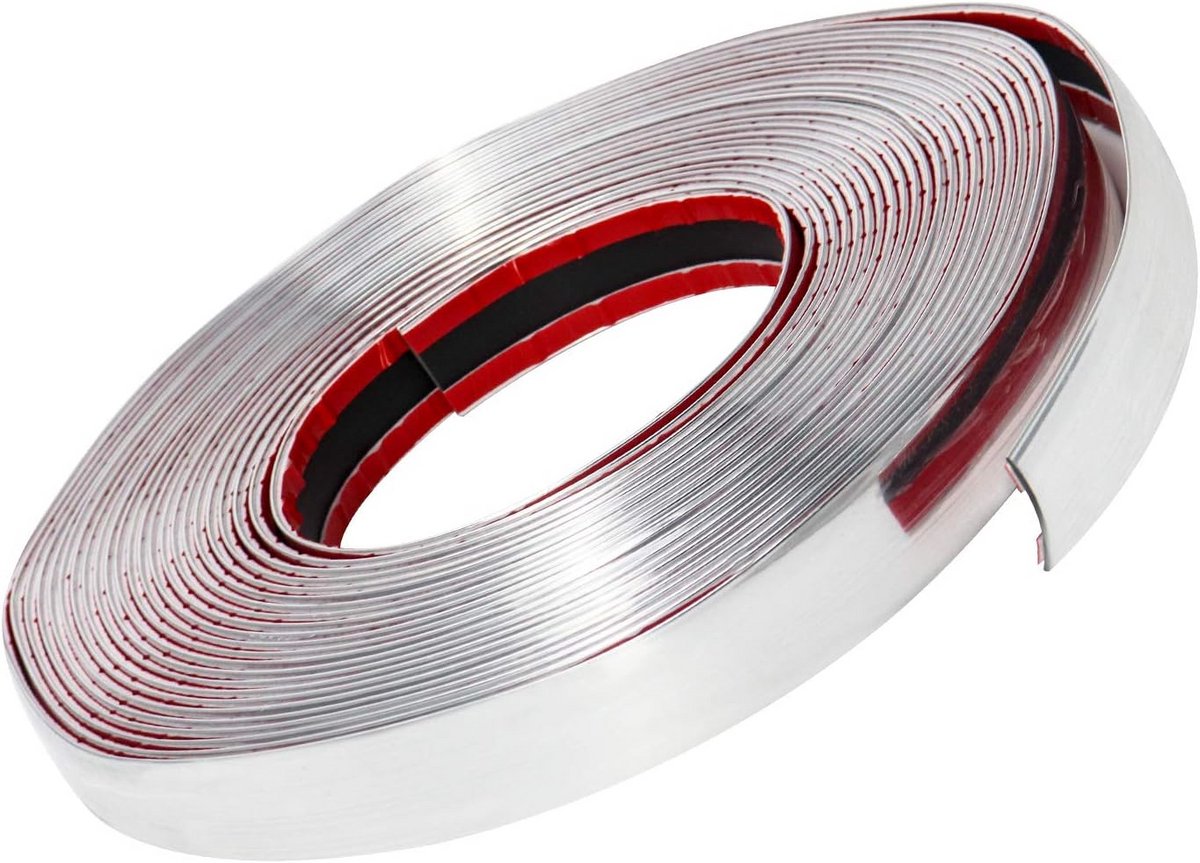 Zelfklevende Rand - Chromen Strip - Auto Decoratie - Flexibel Op Maat - 25mm x 12m - Zilve