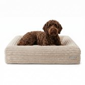 Dreamydog Orthopedische Hondenmand – Hondenkussen 100 x 70 cm – Hondenbed Wasbaar – Hondensofa Waterdicht – Corduroy Puffer Dune – Medium