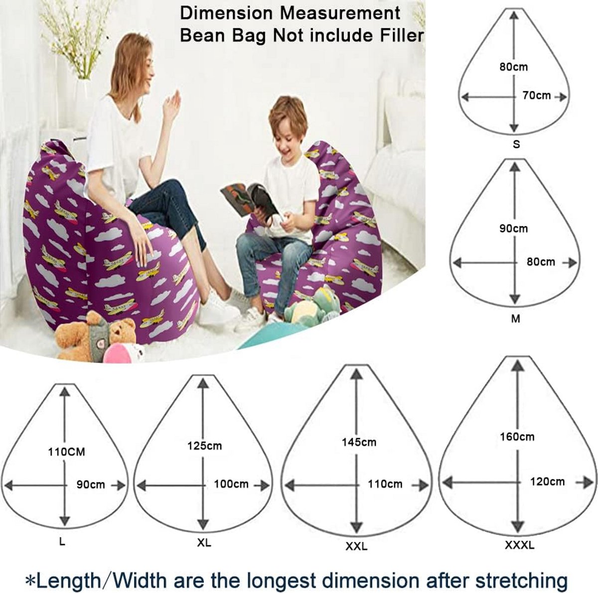 Zitzakhoes - Luie stoel - Ontspannen Zitten - Wasbaar Materiaal - 100x120cm - Goud
