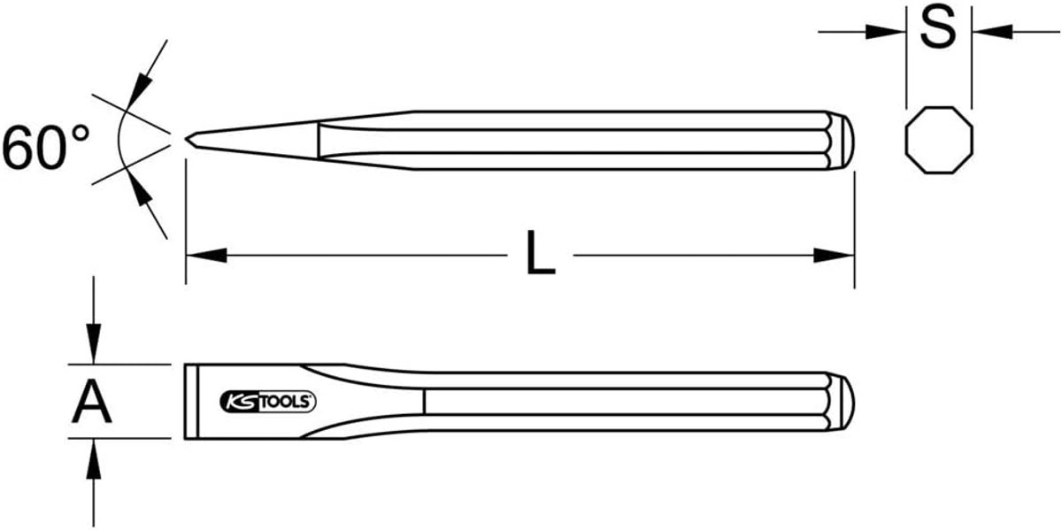 Elektriciensbeitel - Steenbeitel - Metselwerk Bewerken - Gehard Werkvlakken - 8x200mm - Goudkleurig