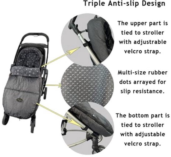 Kinderwagen voetenzak - Buitendeken capuchon - Warmte buiten - Universele pasvorm - 1016 cm - Heidegrijs — afbeelding 3