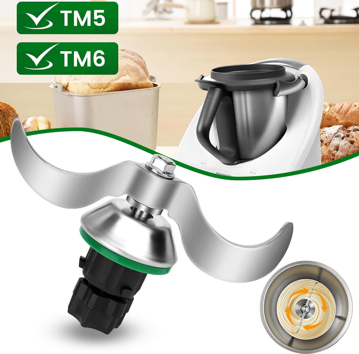 Mes Voor Vorwerk Thermomix TM5/TM6 - Mengmes - Deegmengmes Van Roestvrij Staal - Kneedmes - Deegmes