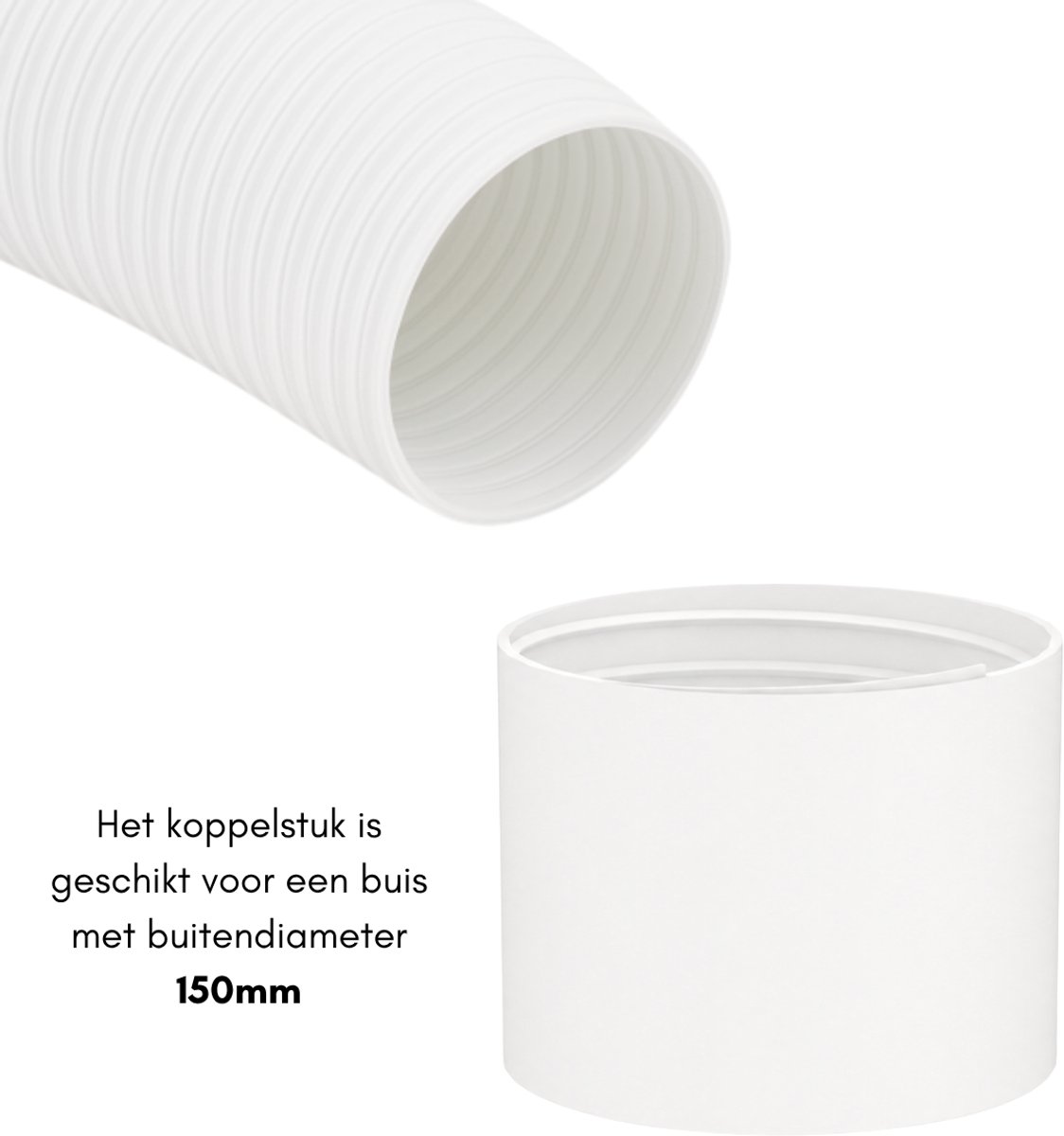 Koppelstuk Ø150 mm Mobiele Airco Afvoerslang – Universele Airco Slangconnector – Verlengstuk Adapter voor Uitlaatslang – Links- en Rechtsdraaiend Schroefdraad – Airconditioner Slangkoppeling – foto 3