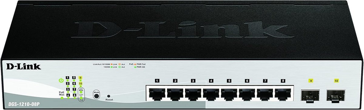 Netwerk Switch - Gigabit Switch - Netwerk Uitbreiding - PoE Ondersteuning - 8 Poorten - Zwart