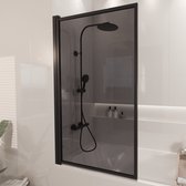 Lomazoo Badwand Salvador - 80 X 140 Cm - Zwart - Nano Coating Anti-kalk - Draaibaar - Rookglas