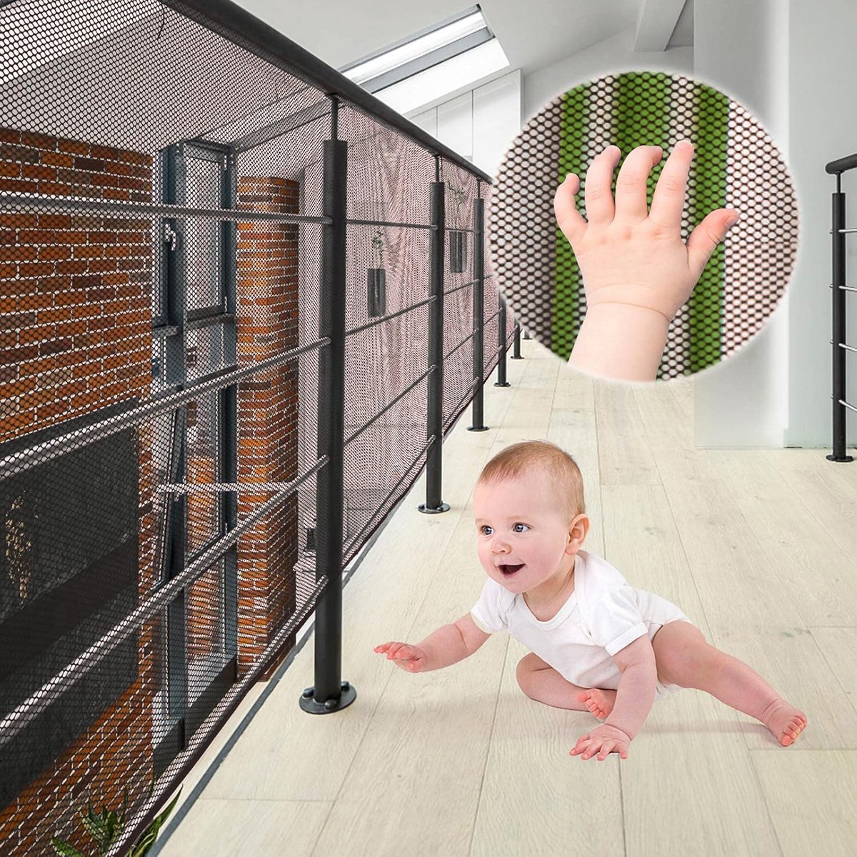 Veiligheidsnet - Traphek net - Kinderen beschermen - Verstelbaar ontwerp - 3 meter lengte - Zwart