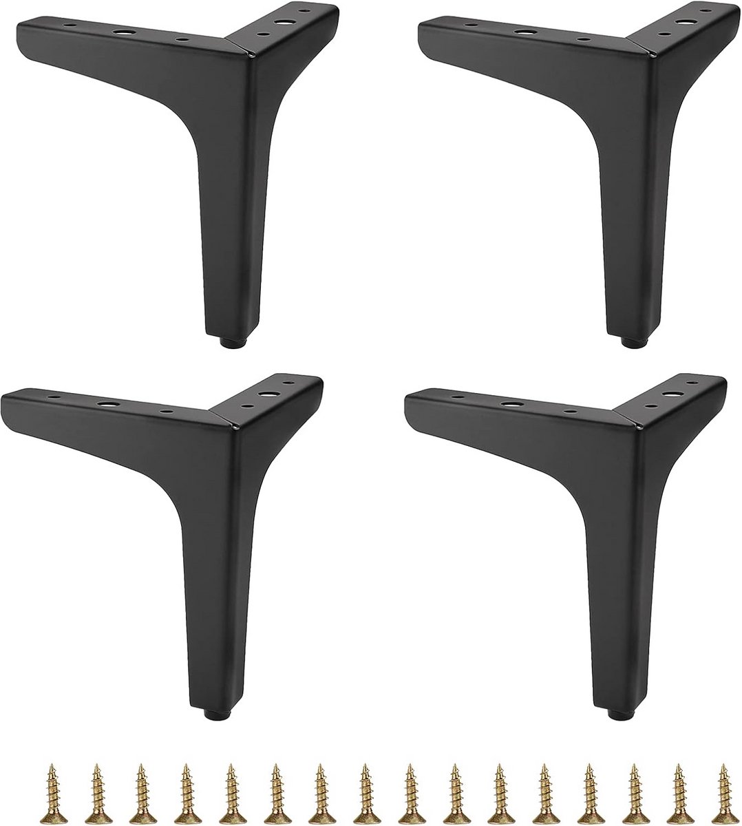 Metalen Bankpoten - Meubelpoten Set - Meubels Verhogen - Sterke IJzeren Structuur - 15 cm Hoog - Zwart