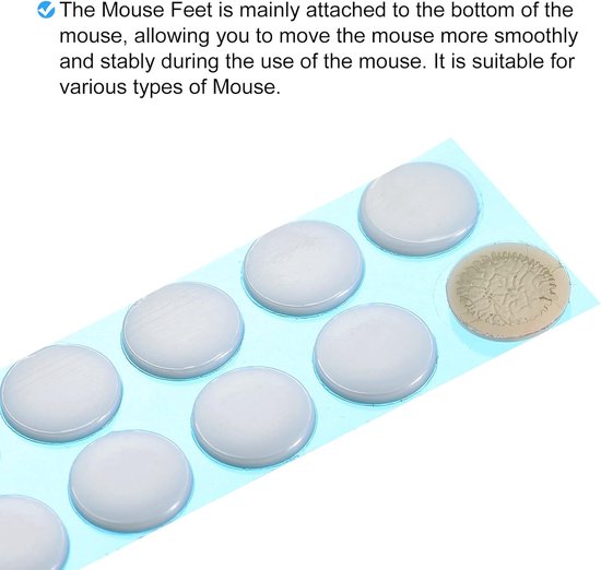 Ronde Muis Voeten Skates Pads 0.6mm voor Gaming Muis - Vervangingsset Wit - 10 Stuks van Merkloos — afbeelding 2