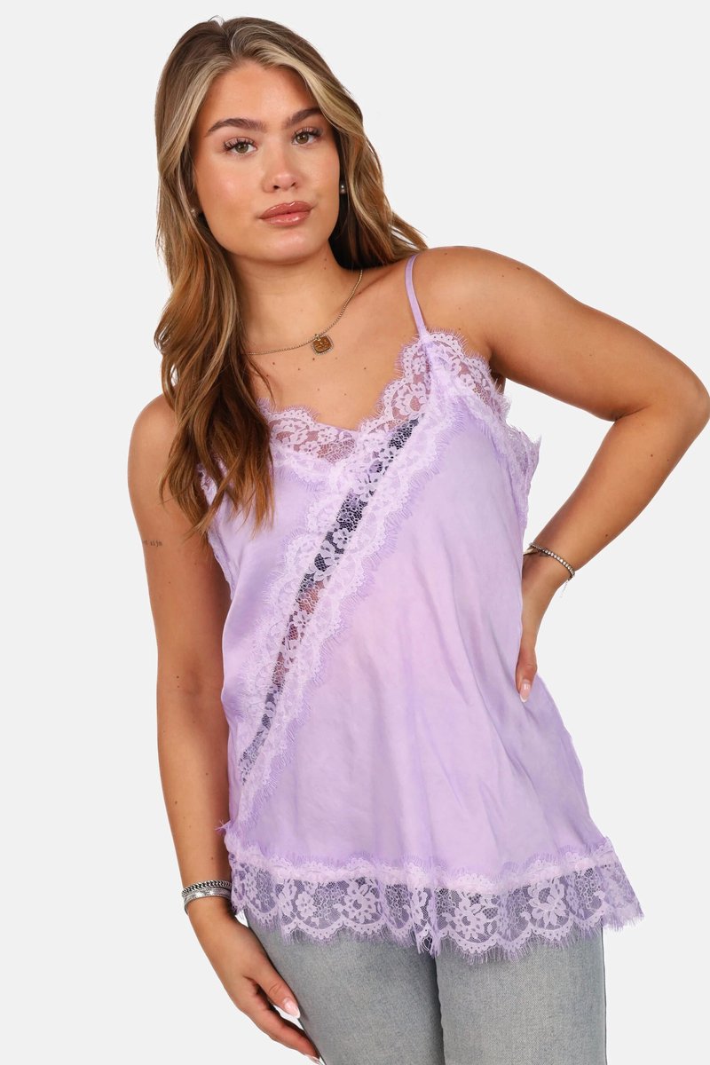 Getdrezzed Top - Maat: S - Asymmetrische kanten top met verstelbare bandjes lila