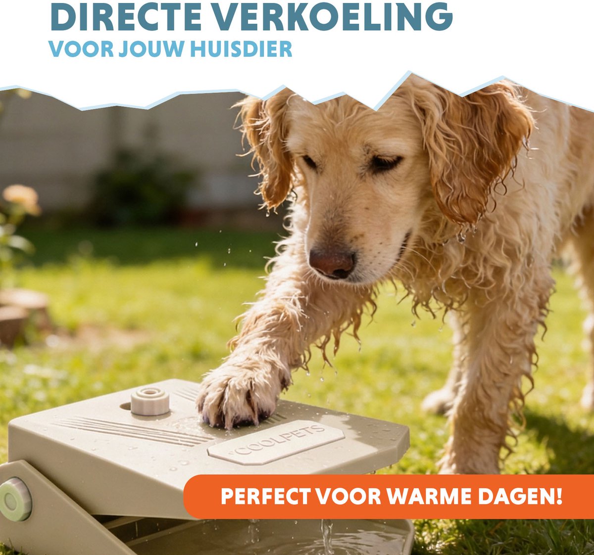 CoolPets Waterfontein Hond Tuinslang - Drinkfontein hond – Waterspeelgoed Hond - Verkoeling voor Honden - Splash Water Fountain - Beige thumbnail 2