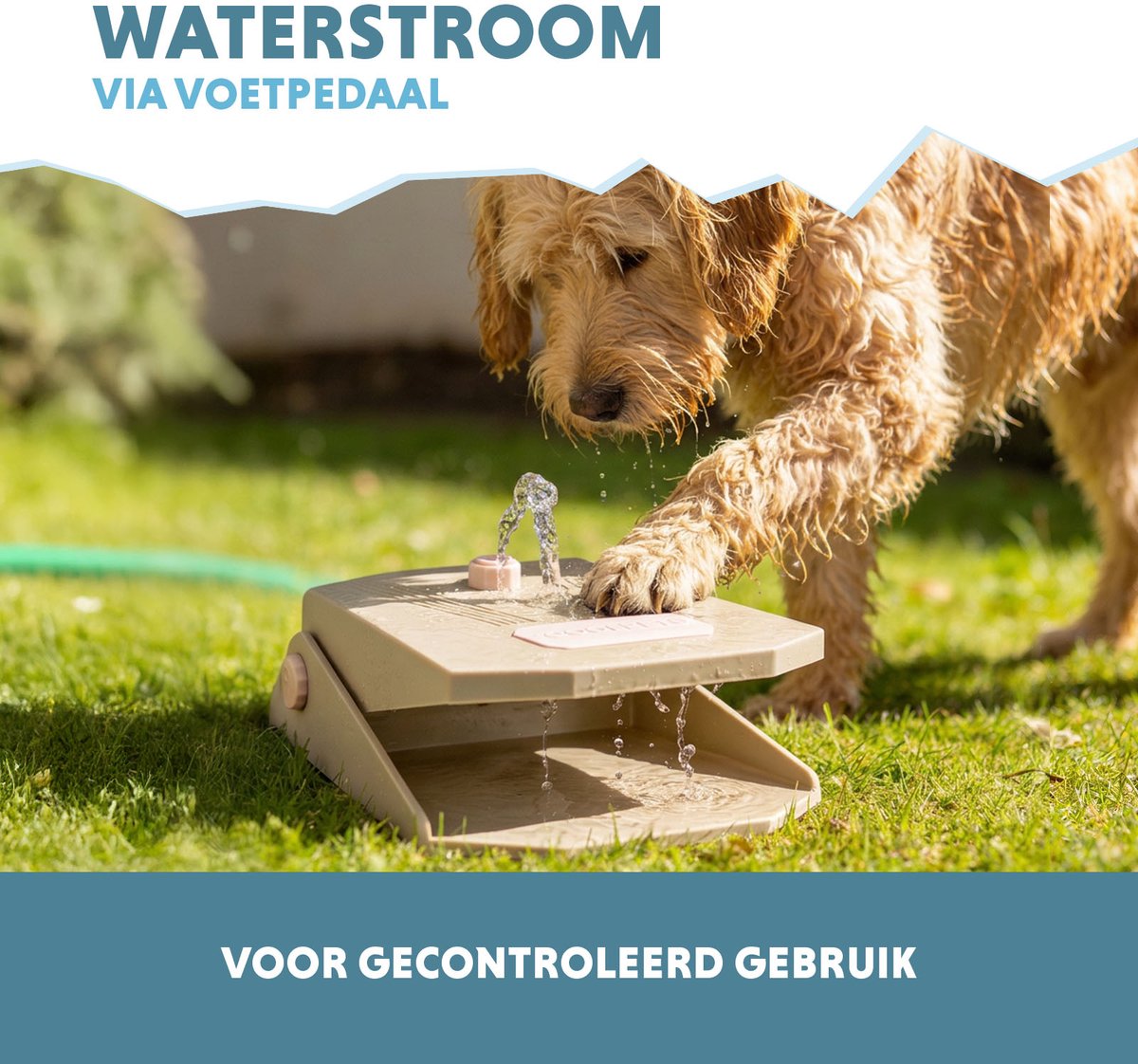 CoolPets Waterfontein Hond Tuinslang - Drinkfontein hond – Waterspeelgoed Hond - Verkoeling voor Honden - Splash Water Fountain - Beige thumbnail 3