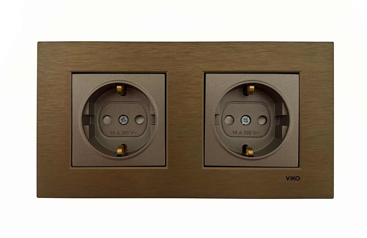 Panasonic Viko [Novella] - Stopcontact Tweevoudig - Metal Bronze/Antraciet - Inbouw
