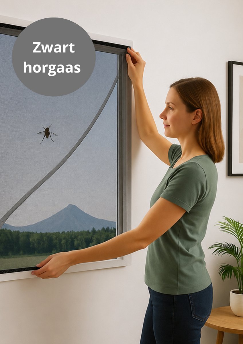 V&P Products® Raamhor met Klittenband – Insectenhor Raam – Op Maat Knipbaar – Muggengaas – Zonder Boren – Makkelijk Verwijderbaar – 130 x 150 cm Zwart