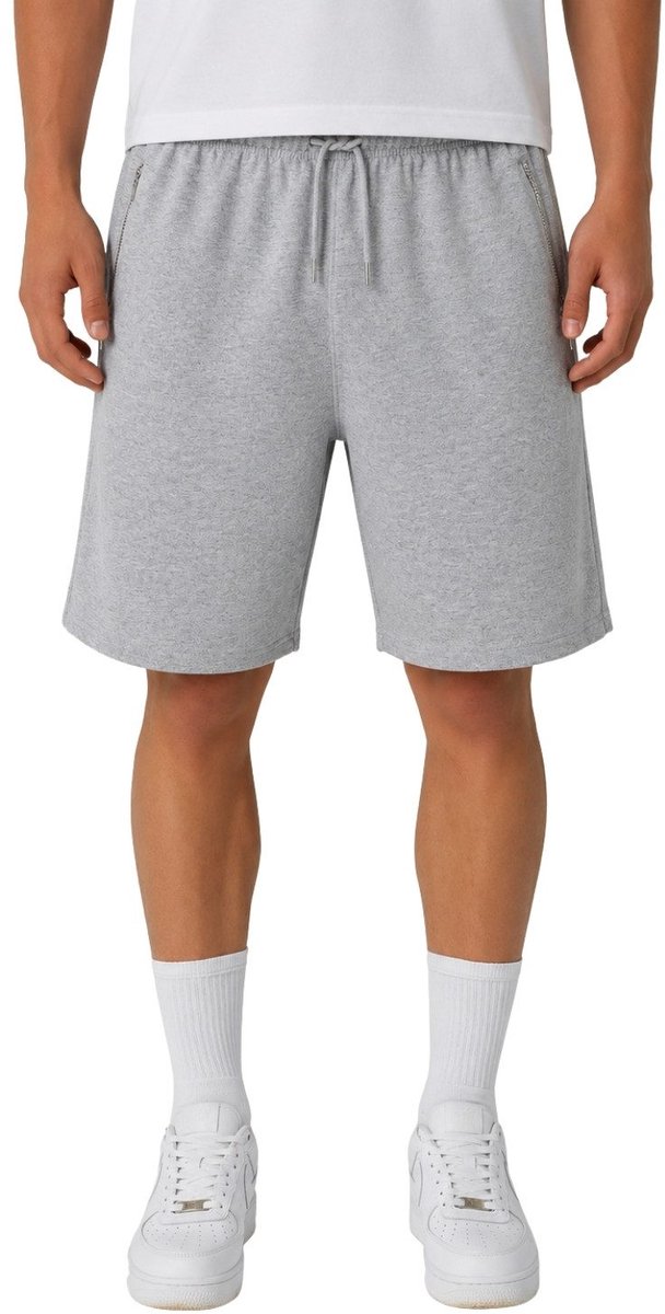 Smith & Solo korte broek heren - comfortabele shorts heren - katoen sweat short - grijs