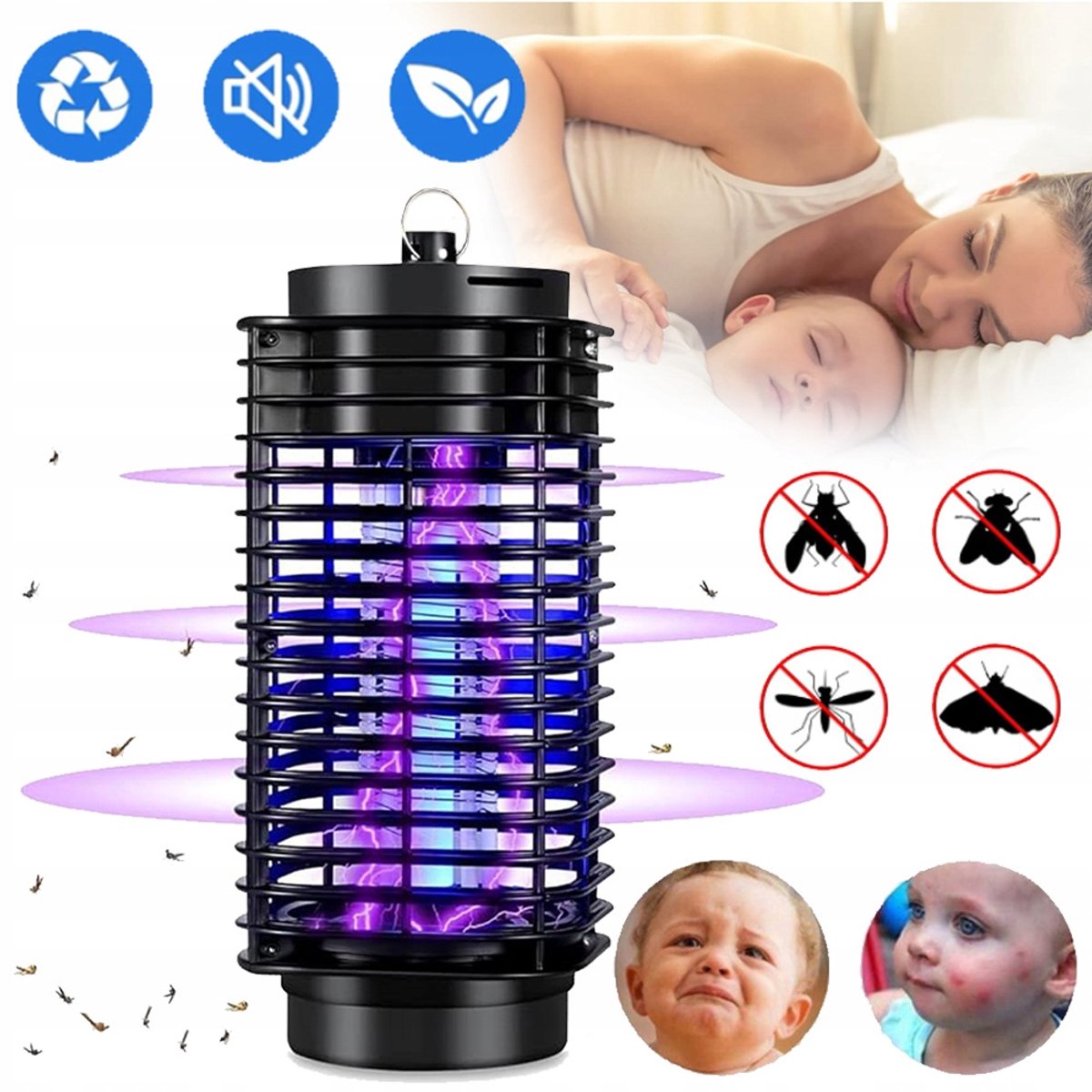 Draagbare Elektrische LED-Muggenlamp 220V - Vliegen- En Insectenverdelger - UV-Nachtlampje Insectenverdelger Insectenval Muggenlamp