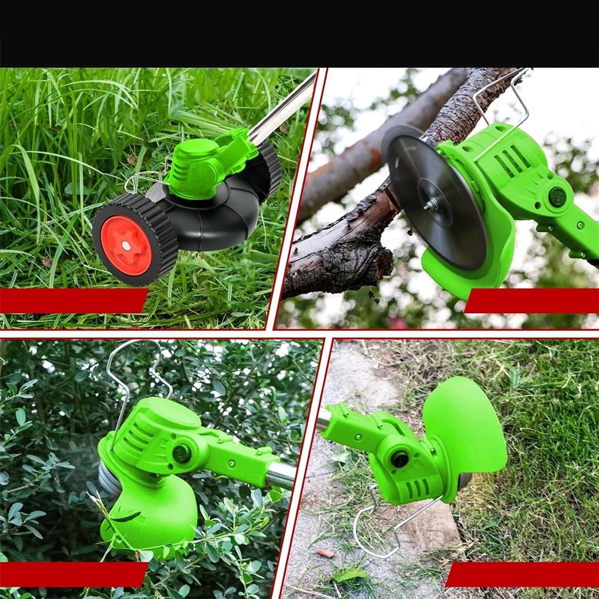 Green-Power Lithium-ion Grasmaaier – Compacte Multifunctionele Grasmaaier voor Thuisgebruik – Oplaadbaar Handgereedschap voor het Snoeien van Takken en Gazon – D-vormig Handvat – Accuduur van 45-60 minuten – Telescopische Handgreep – foto 2