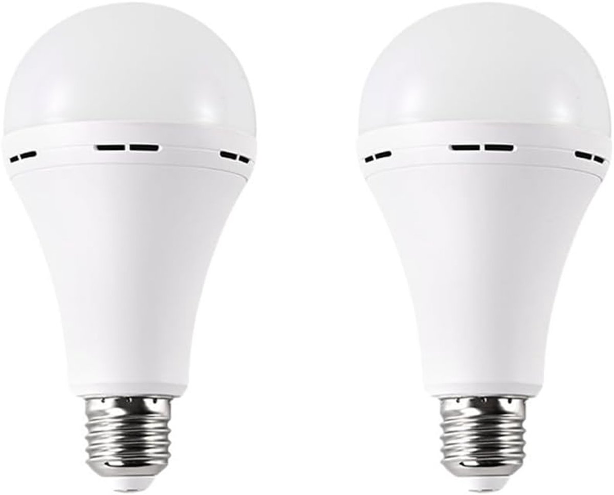 ZVD Oplaadbare 12W-lamp – Noodverlichting op batterijen – Door water geactiveerde LED – Ideaal voor thuis, op de camping en bij stroomuitval – E26-fitting – 800 lumen – Duurzame, energiezuinige lamp - 2 stuks