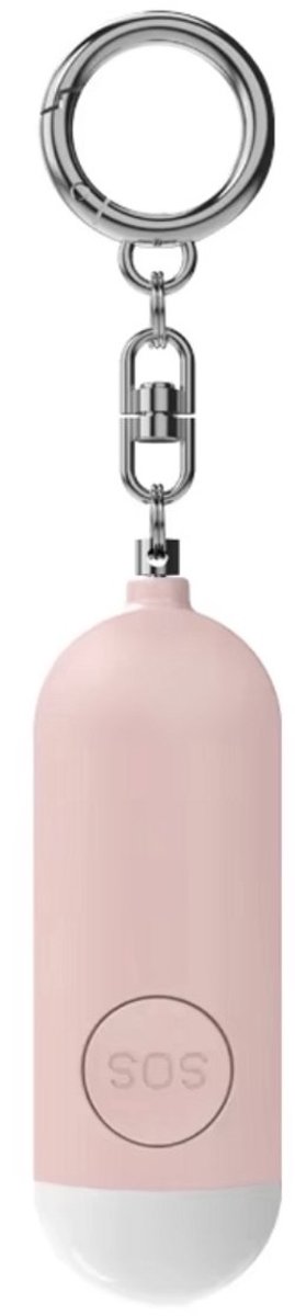 PA100 – Persoonlijk Alarm Sleutelhanger – 130 dB – USB-C Oplaadbaar – LED Zaklamp – Noodalarm Roze.