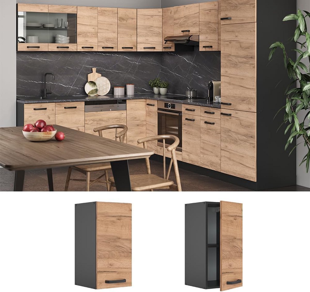 Keukenkast Hangend - Keukenmodule Bergkast - Keuken Opbergen - Modulair Ontwerp - 30 cm Br