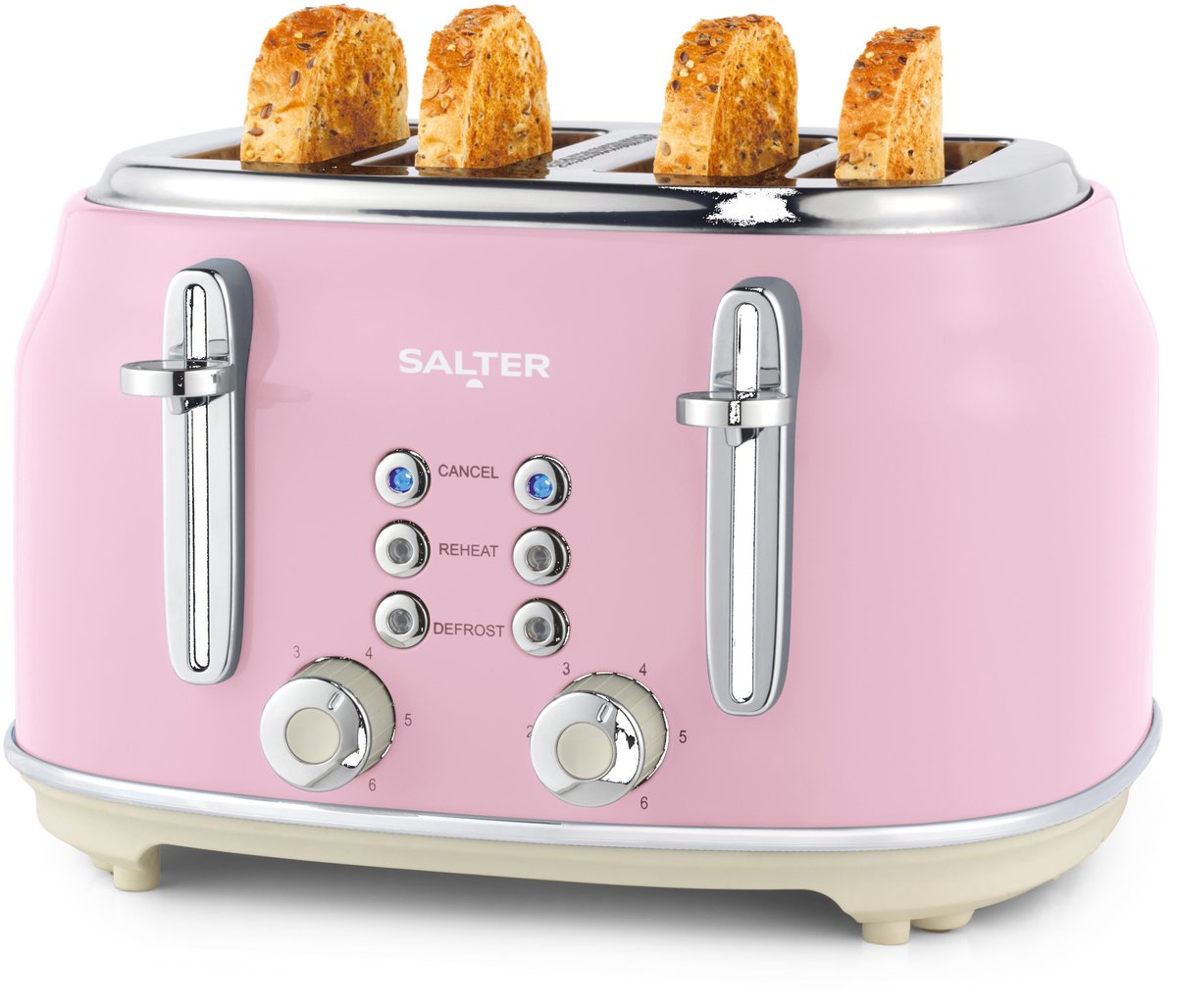 Salter Retro Broodrooster 4 Sneetjes – 6 Bruiningsinstellingen – 1630W