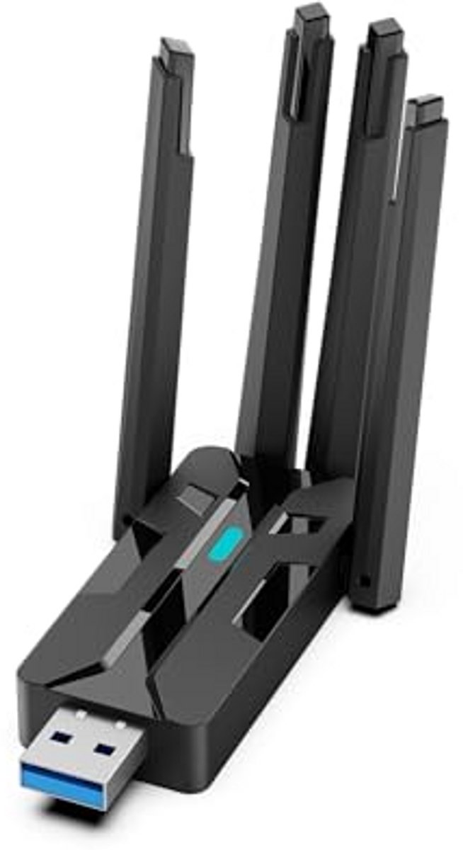WiFi Bluetooth Adapter - USB Netwerkkaart - Draadloos Verbinding Maken - Dual Band AX - 900 Mbps - Zwart