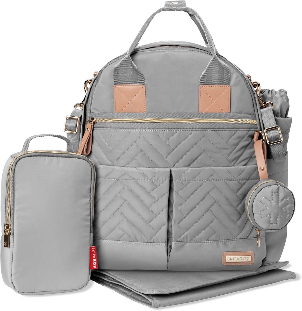 Luiertas Rugzak - Baby Reistas - Baby Verzorging - 6-delige Set - 38.74 x 33.02 cm - Duifgrijs
