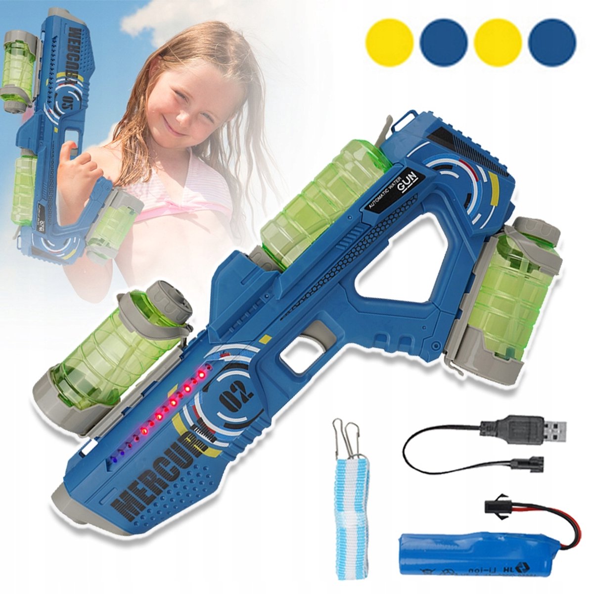 Automatisch Waterpistool Met Lichteffecten Waterdicht Batterijcompartiment Groot Bereik Zomerspeelgoed - Blaster Speelgoed Voor Zomerse Dagen - Waterpistool Met Één Druk Op De Knop Voor Een Groot Bereik - Voor Thuis Strand En Zwembad In De Zomer