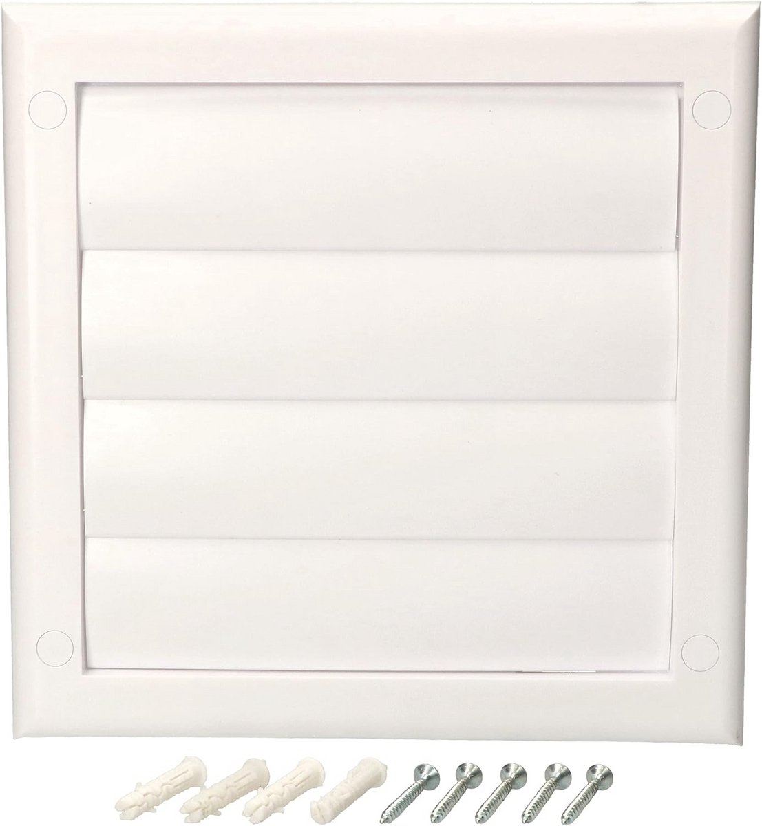 Ventilatie rooster - Afdekking met lamellen - Luchtcirculatie verbeteren - Met sluitbare lamellen - 125 mm diameter - Wit