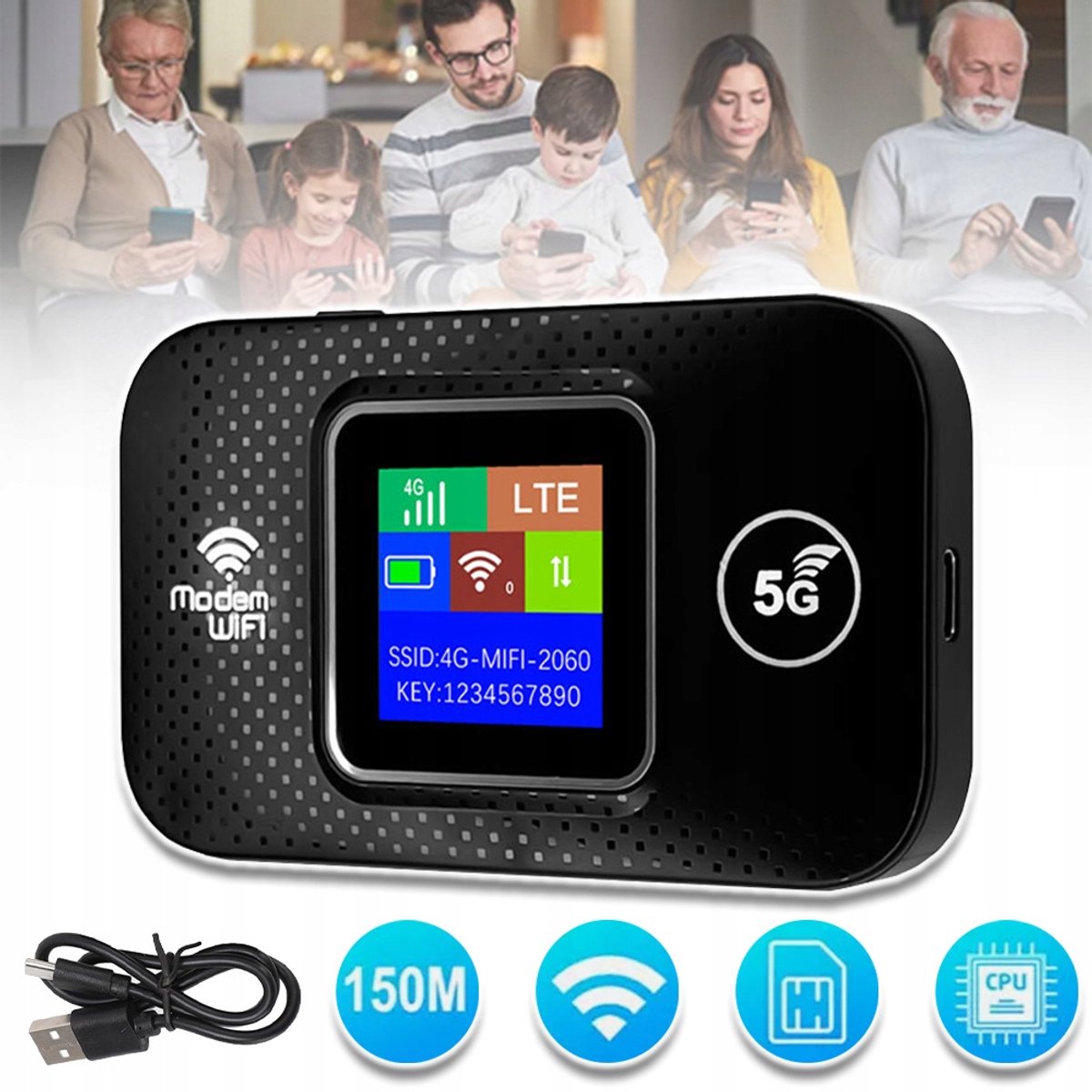 4G LTE Wi-Fi Mobiele Hotspot - Draagbare Wi-Fi Hotspot Voor Op Reis - 10 Aangesloten Apparaten - Draadloze Internetrouter Met Simkaartsleuf