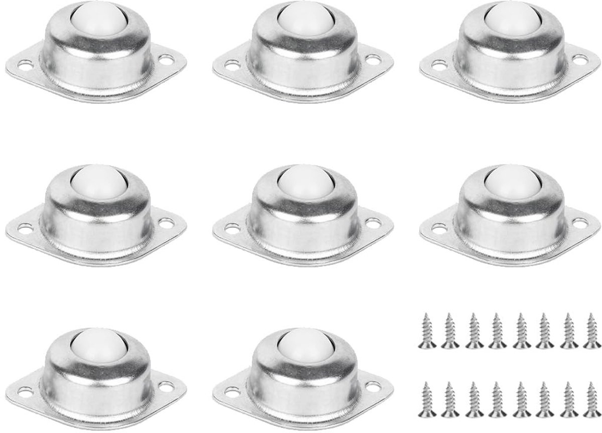 Dailygoods- Meubelwielen 8 Stuks - Zwenkwielen 360 Graden - Zware Belastbaarheid 20 kg - Nylon - Inclusief Schroeven - Geluidsarm - Caster Wheels