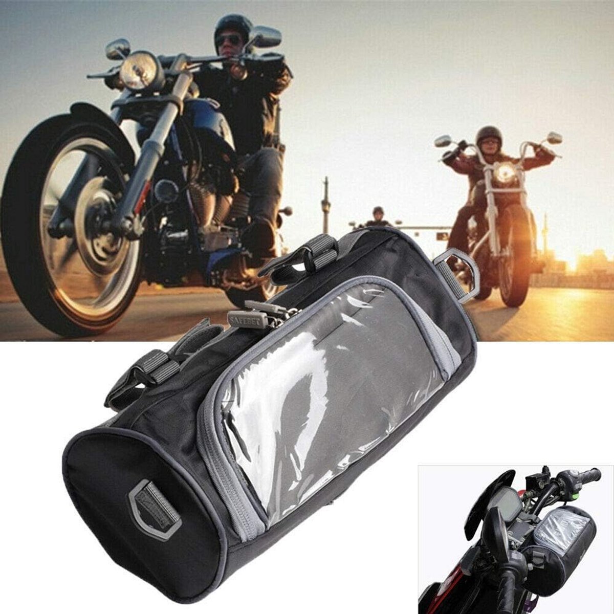 Motorfiets stuurtas - Voorvork tas - Motorrit organiseren - Touchscreen venster - 2.5 liter - Zwart