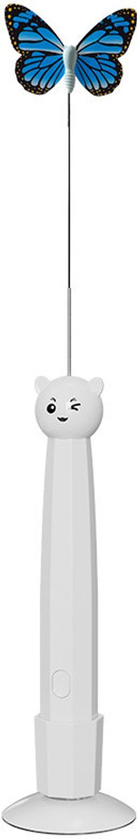 ZVD Vlinderkattenspeelstok - Interactief speelgoed voor huisdieren - Speelgoed voor katten - Verrijking, beweging en stimulatie voor kittens - Gezelschap thuis - 1 stuk(wit)