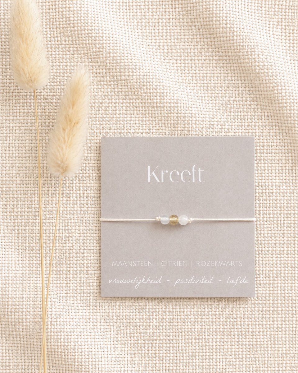 Sterrenbeeld armbandje edelstenen Kreeft - Maansteen, Citrien, Rozekwarts - vrouwelijkheid, positiviteit, liefde - Cadeautip - Uniek liefdevol cadeau - Edelstenen