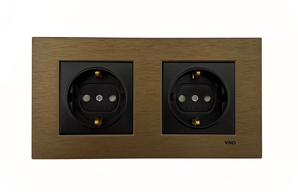 Panasonic Viko [Novella] - Stopcontact Tweevoudig - Metal Bronze/Zwart - Inbouw