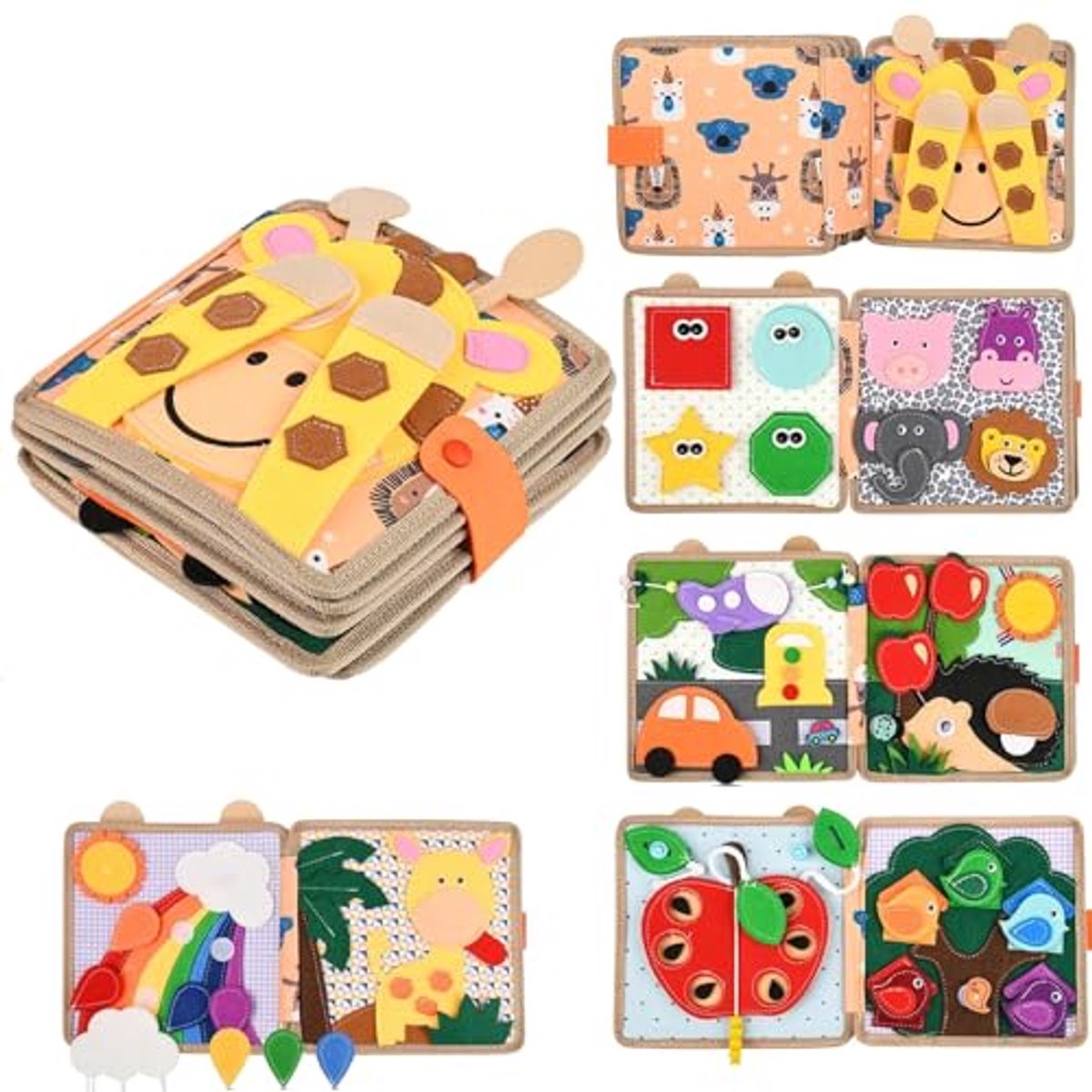 Stil Montessori Boek - Educatief Viltboek - Fijne Motoriek Leren - Zintuigen Prikkelend - 21 x 20 cm - Multicolor
