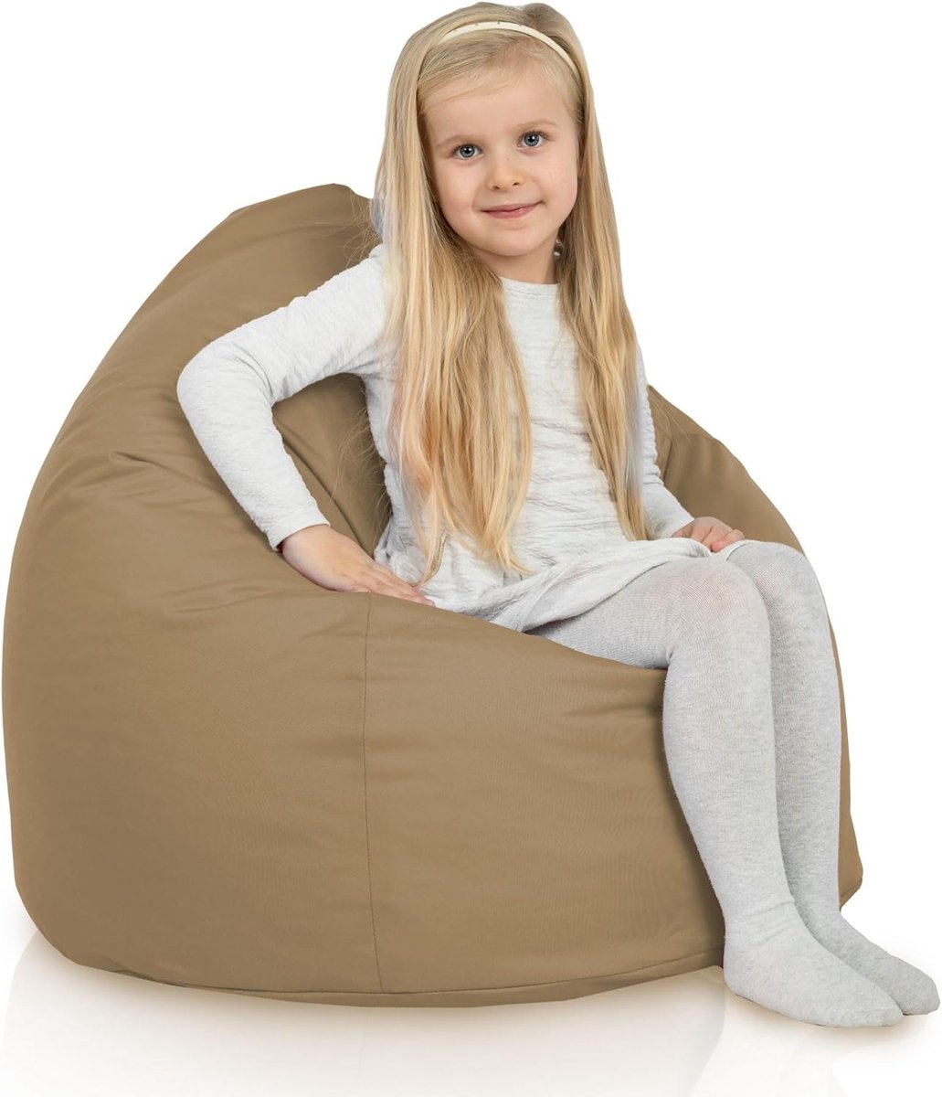 Zitzak Kinderen - Beanbag Stoel - Ontspannen Binnen - Waterdichte Hoes - 77 x 77 x 90 cm - Beige