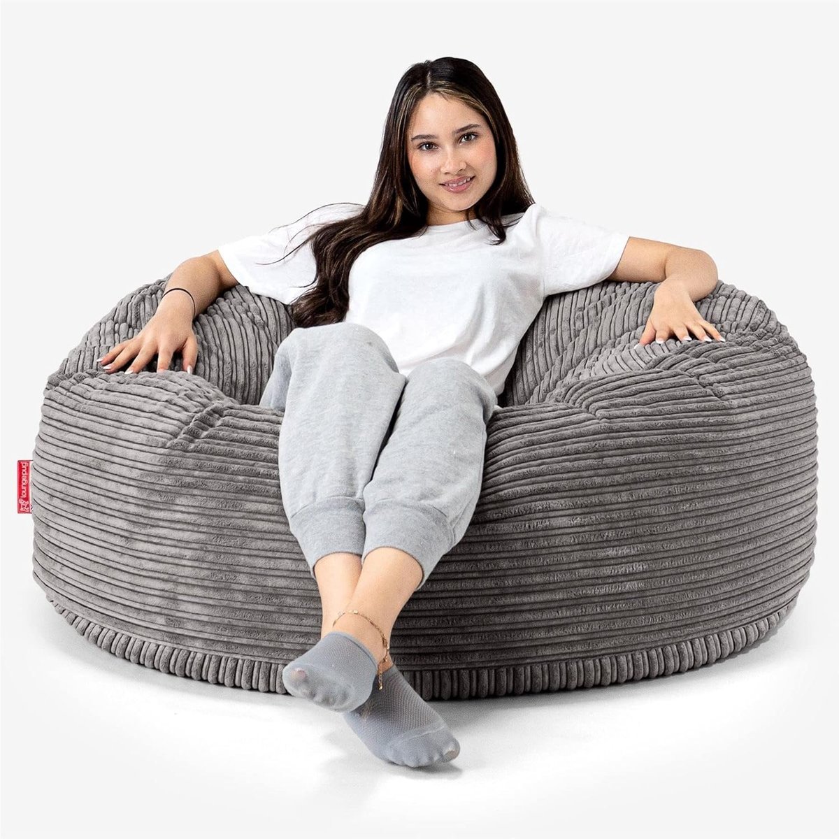 Zitzak Sofa - Grote Poef - Ontspannen Zitten - Verstelbare Posities - 110 cm Diameter - Antraciet Corduroy