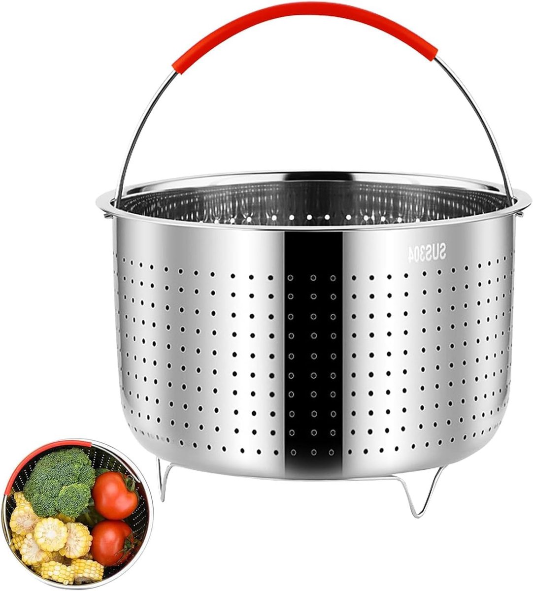Stoominzet RVS met Siliconen Handvat voor Pannen, 21.5 cm