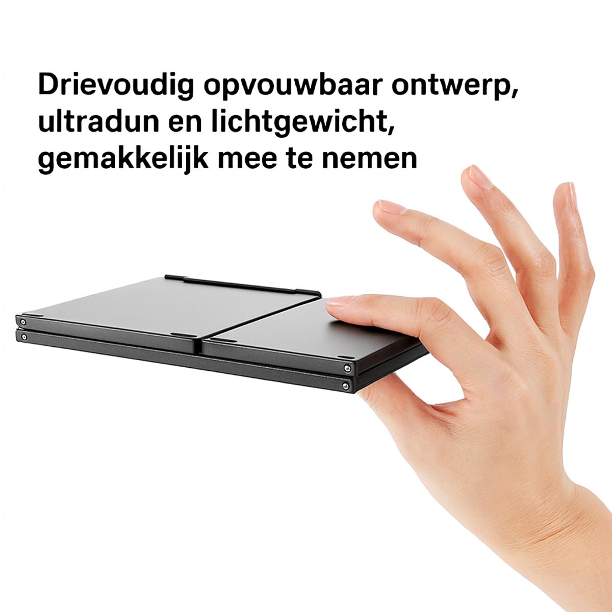 Toetsenbord-Draadloos Opvouwbaar / Inklapbaar Toetsenbord met Touchpad - Bluetooth Keyboard - Voor Tablet / (Windows) PC / Apple Mac - iPad - Samsung - iPhone - Macbook - iMac / Android - QWERTY - Opvouwbaar - Zwart thumbnail 2