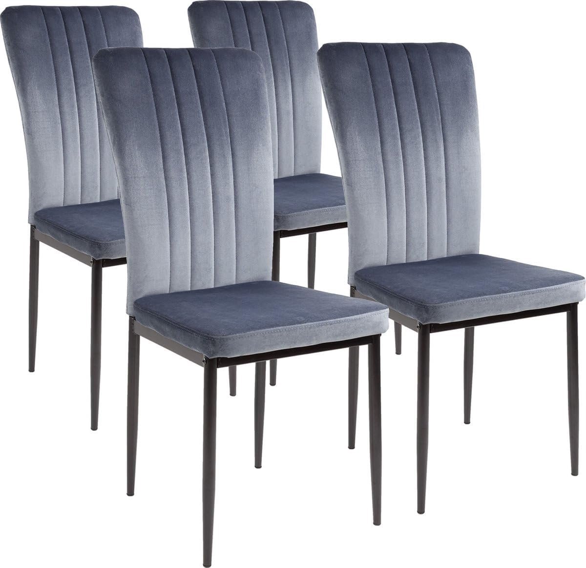 Eetkamerstoelen - Set van 4 - Comfortabel Zitten - SGS getest - 46 cm zithoogte - Grijs