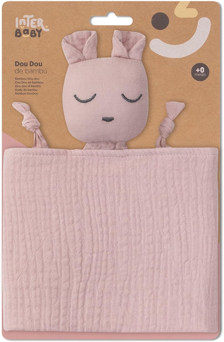 Knuffeldoekje met beer - Doudou muslin - Baby troosten - Geïmpregneerd met geur - 28 x 17 cm - Roze