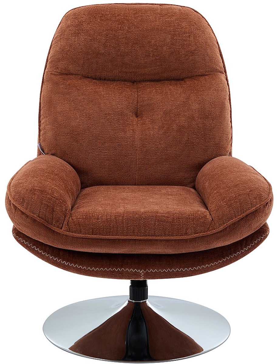 Vente-unique Draaifauteuil van terracottakleurige getextureerde stof - ILMACA