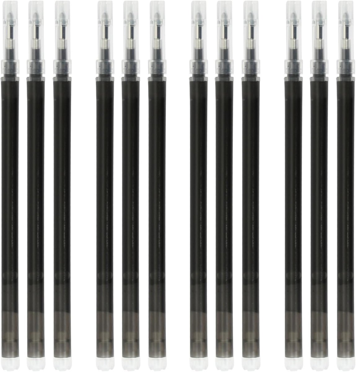 Set van 12 uitwisbare balpennen 0.7mm in blauw, zwart en gemengde kleuren met navullingen