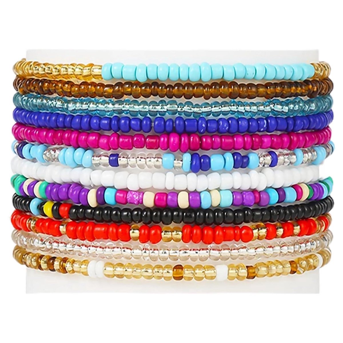 Allecto - Bohemian Enkelbandjes Set van 7 - Handgemaakte Kralen voor Dames en Meisjes - Kleurige Multilayer Anklets