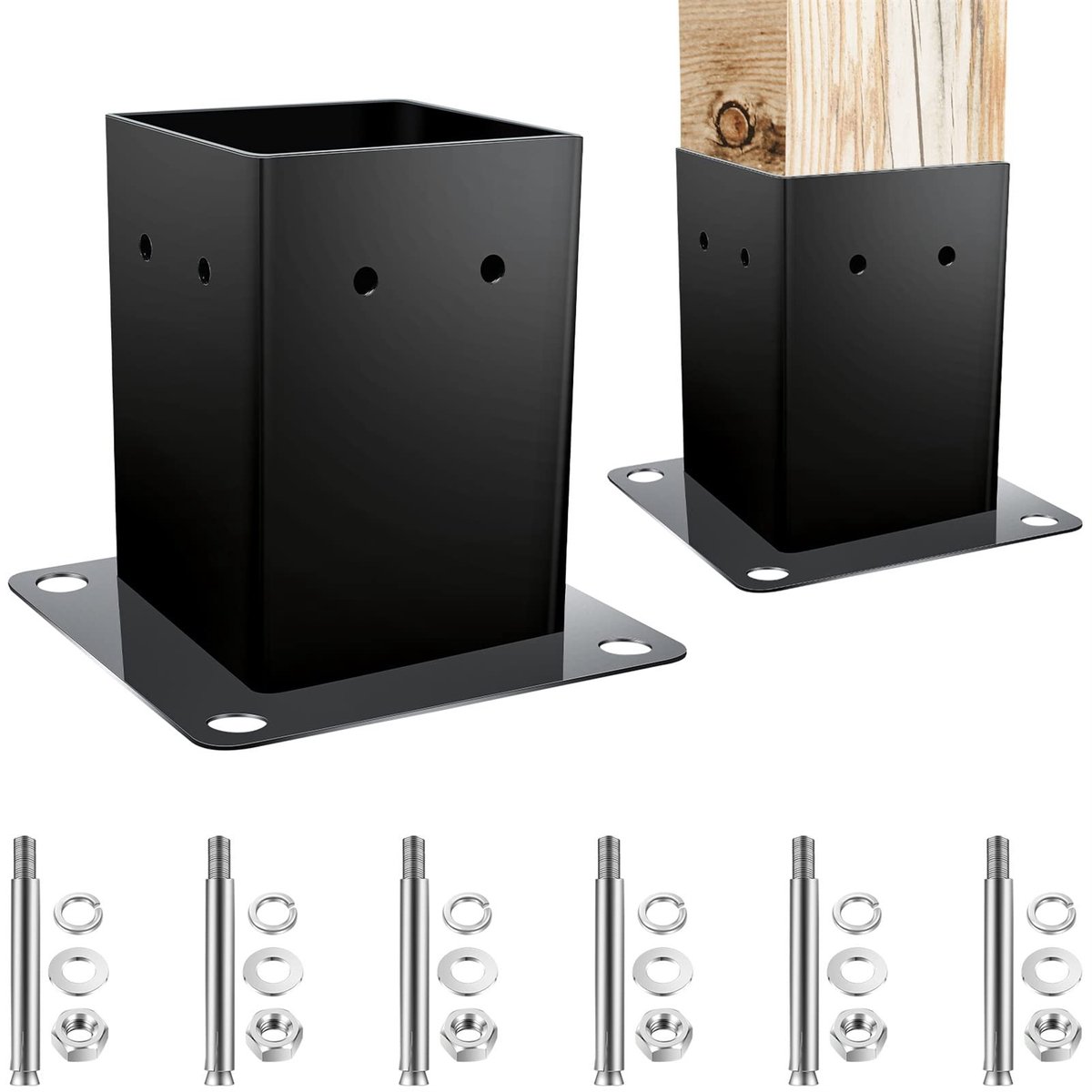 Allecto - Fence Post Support Base - Tuinposthouder - Stevig en duurzaam - Zwart - Fence Post Holder - Eenvoudige installatie - Geschikt voor tuinpr..