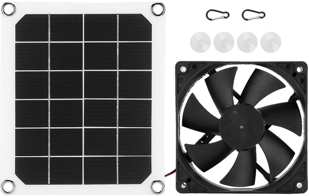 aladdien - Zonne-uitlaatventilator - Mini Draagbare Ventilator - Waterdicht - Zonnepaneel Ventilator - Geschikt voor Kippenhokken en Kas - Snoerloos