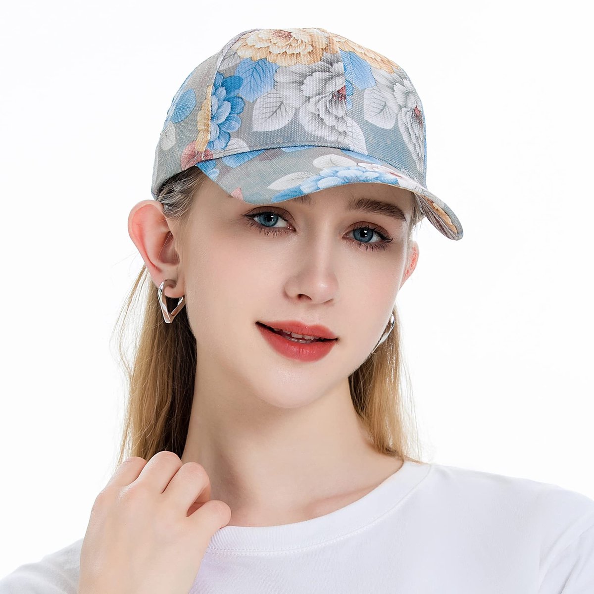 ZLYC Dames Baseball Cap met Bloemenprint - Verstelbare Zonnehoed voor Zomer