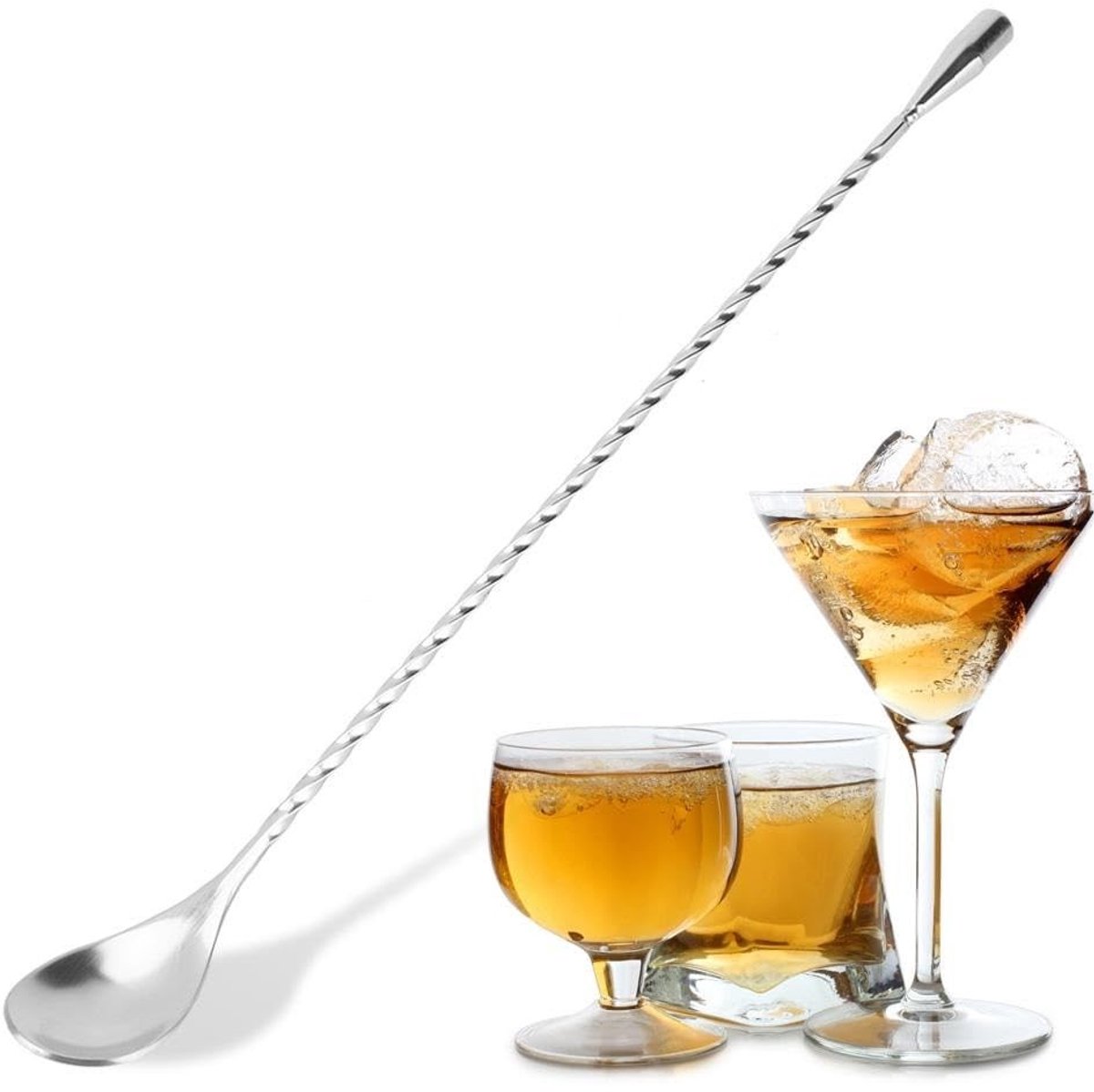 Nikou RVS Cocktail Mixing Spoon met Lange Handvat - Perfect voor Martini's en Koffie